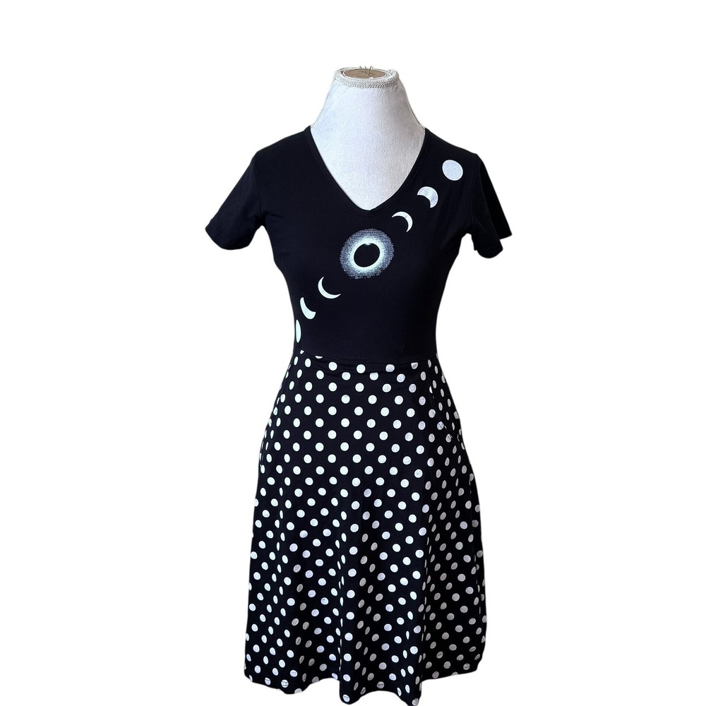 Svaha Solar Eclipse Dress 4 Black Glow In The Dark Polka Dot Celestial Organic
